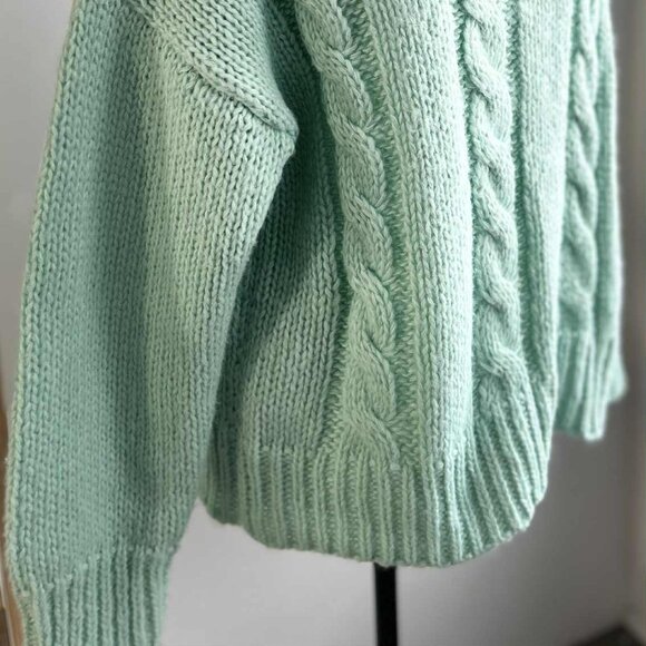 Ceny Bright Celadon Chunky & Cozy Cable Knit Turtleneck Sweater – US L - Picture 3 of 12